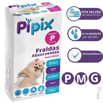 Foto do anúncio: Fralda Descartável para Cachorro Fêmea Fralda Higiênica Para cães Pipix