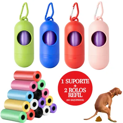Foto do anúncio: Kit Cata Caca 2 Refis Sacos Porta Saquinho Pet Cães Gatos Cachorro Recolher Coco Saco Fazes