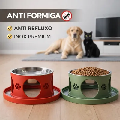 Foto do anúncio: Comedouro Inteligente Anti Formiga Para Cachorro e Gato Inox Premium Anti Refluxo Pet Fácil Limpeza
