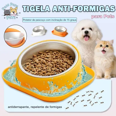 Foto do anúncio: Comedouro Antiformiga para Gato e Cachorro com Tigela Inox Removível e Inclinada