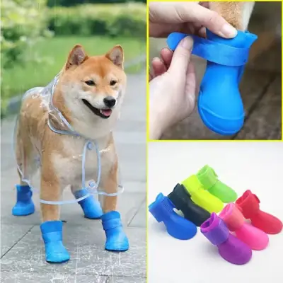 Foto do anúncio: Kit 4 Sapato para Cachorro Gato Pet Bota de Borracha Impermeável