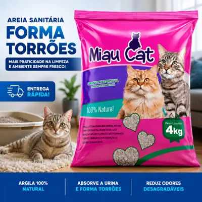 Foto do anúncio: Kit Pacotes De Areia Sanitária Caixa Para Gatos 100% Natural Evita