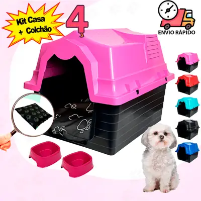 Foto do anúncio: Casinha N4 + Cama Para Cachorro + Comedouro + Bebedouro Pet Caminha