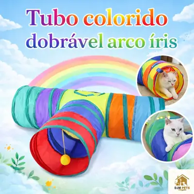 Foto do anúncio: Túnel Dobrável para Gatos em T - Brinquedo com 3 Saídas e Janela
