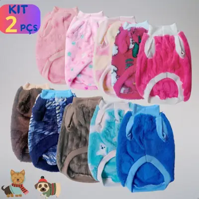 Foto do anúncio: Kit 2 roupas pet inverno blusa de frio cachorro gato fleece soft