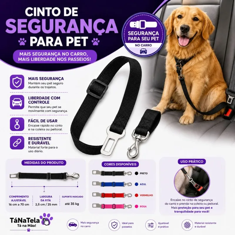 Foto do anúncio: Cinto pet ajustável de nylon, 16 a 70cm