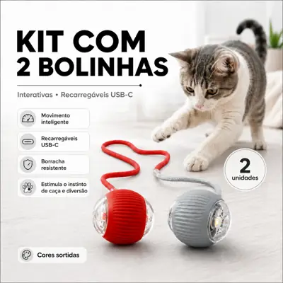 Foto do anúncio: Kit 2 Bola Pet Inteligente Giratória Recarregável Usb Brinquedo