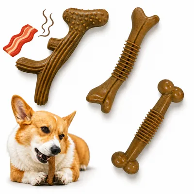 Foto do anúncio: Mordedor para Cachorro Formato Osso com Cheiro de Bacon Resistente para Higiene Dental e Mordida