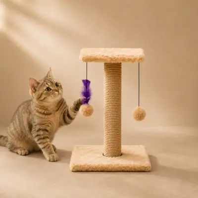 Foto do anúncio: Arranhador Para Gatos Pet Poste Sisal Brinquedo Com Bolinha Pena Base