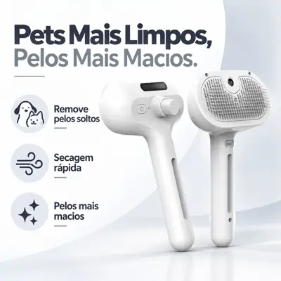 Foto do anúncio: Escova para Pets 3 em 1 com Spray de Água para Remover Pelos Soltos