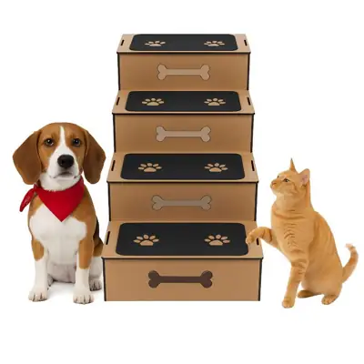 Foto do anúncio: Escada pet 4 degraus cachorro gato antiderrapante arranhador mdf 60 cm