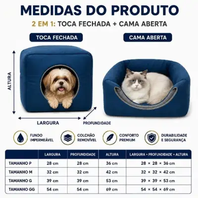 Foto do anúncio: Casinha cama toca lglu 3 em 1 para cães e gato tamanhos P,M,G, fundo