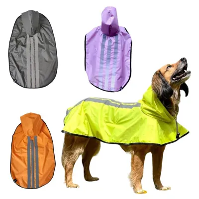 Foto do anúncio: Capa de Chuva Pet Cachorro Impermeável Faixa Refletiva Porte Médio Grande