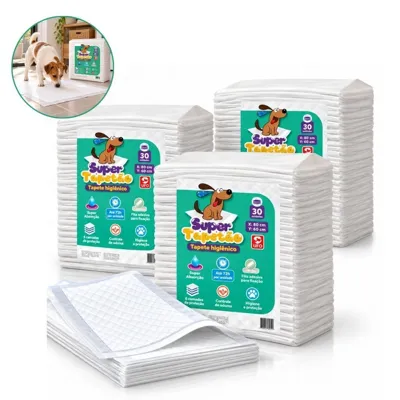 Foto do anúncio: Tapete Higiênico Para Cachorro Super Tapetão 80x60cm Kit 90 Unidades Super Absorvente.