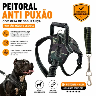 Foto do anúncio: Peitoral Anti Puxão para Cães Grandes Pitbull Rottweiler Doberman Golden Fila