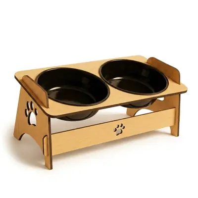 Foto do anúncio: Comedouro Duplo Elevado para Pet 400ml em MDF Premium