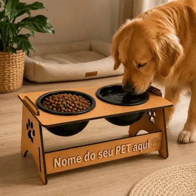 Foto do anúncio: Comedouro e Bebedouro PERSONALIZADO Elevado Para Cachorro e Gato