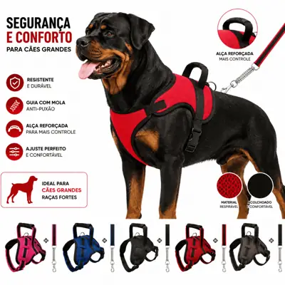 Foto do anúncio: Peitoral para Cachorro Médio e Grande Porte com Guia Antipuxão | Pitbull, Doberman, Pastor e Rottweiler