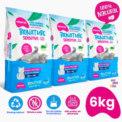 Foto do anúncio: Areia Biodegradável Para Gatos Bionature Sensitive Fina Azul - 2Kg
