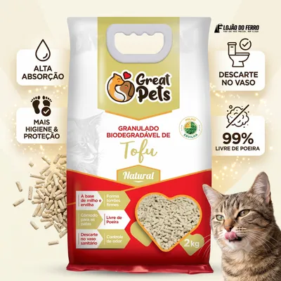 Foto do anúncio: Areia Gatos Tofu 2kg Granulado Biodegradável Higiênico Natural Great Pets