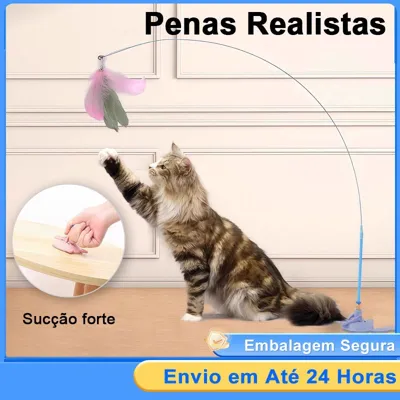 Foto do anúncio: Brinquedo Interativo Varinha Pena Com Ventosa Que Fixa No Chão Para Gatos Adultos e Filhotes