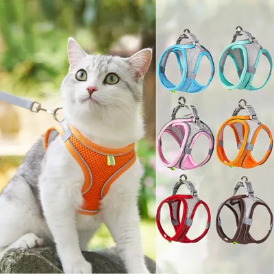 Foto do anúncio: Coleira de Cachorro Gato Peitoral Trela Reflexivo Pectoral Pet Cães Colete Com Guia Malha de Náilon