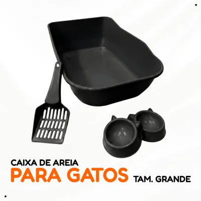 Foto do anúncio: Kit Caixa de Areia Grande + Comedouro + Pá Higiênica para Gatos Grande Pet Bandeja Pipcat