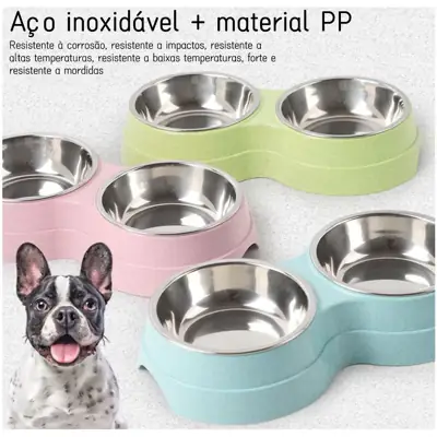 Foto do anúncio: Comedouro e bebedouro inox Duplo para bicho de estimação cachorro