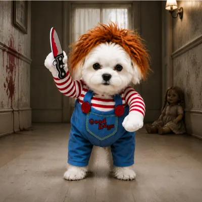 Foto do anúncio: Fantasia Cachorro Gato Roupa Pet Estimação Engraçado Chucky