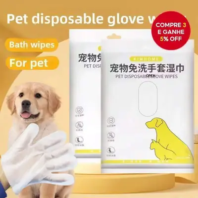 Foto do anúncio: Luvas descartáveis para banho de pets, sem necessidade de água, pacote com seis unidades