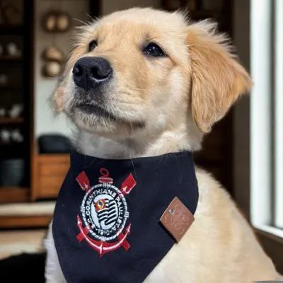 Foto do anúncio: Bandana pet time futebol – vários escudos bordados – cães e gatos – Vários Tamanhos P M G GG e XG