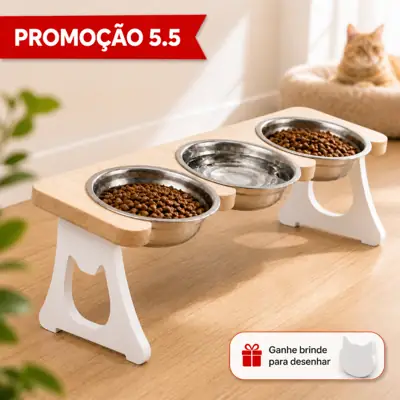 Foto do anúncio: Comedouro em Inox Triplo para Gatos ou Cachorros Pequenos