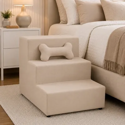Foto do anúncio: Escada Pet 3 Degraus para Cama e Sofá, Escadinha com Conforto para Cachorro e Gato