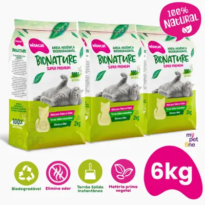 Foto do anúncio: Areia Biodegradável Para Gatos Bionature Grossa Verde - 2Kg