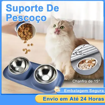 Foto do anúncio: Comedouro Bebedouro 2 em 1 Tigela Aço Inox Removível Cachorro Gato Petantiderrapante