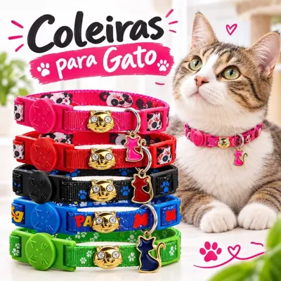 Foto do anúncio: Coleira Gato Anti Enforcamento Ajustável Elástica com Pingente Fofo Pet Mat