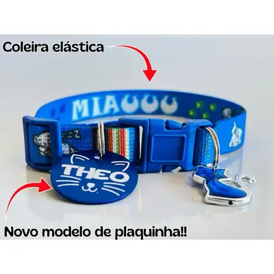 Foto do anúncio: Coleira para gato elástica anti enforcamento com placa de identificação