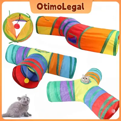Foto do anúncio: Túnel Colorido Gato Interativo Cachorro Labirinto Dobrável Pet Playground Toca Brinquedos Gatos