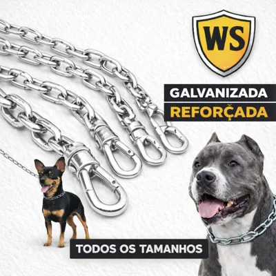 Foto do anúncio: Corrente Reforçada para Cachorro 1,5m em Aço | 5 Espessuras Fina a Grossa | Cães Pequenos a Grandes