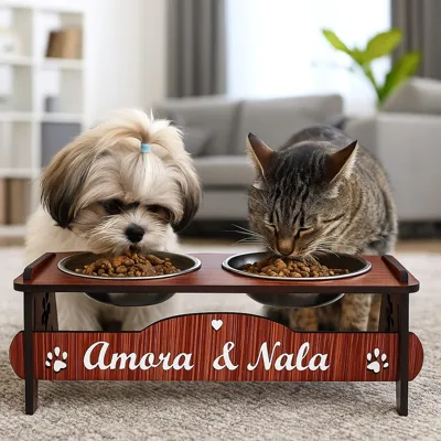 Foto do anúncio: Comedouro PERSONALIZADO Pet Com TAMPAS Inclinável Cão e Gato Potes Inox Pet