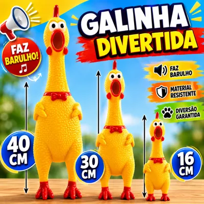Foto do anúncio: Galinha Frango Borracha Mordedor Cachorro Pet Faz Barulho Brinquedos Cachorro