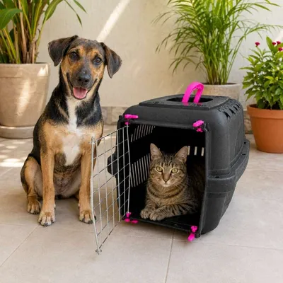 Foto do anúncio: Caixa de Transporte Pet Cachorros Cães Gatos Coelhos Portinha de Aço Ferro