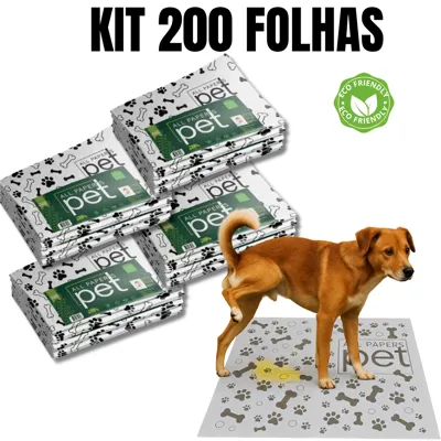 Foto do anúncio: Kit Jornal Pet Higiênico 50/100/150/200 Folhas Grande 64x58cm Biodegradável Atóxico Não Vaza - cachorro - gato