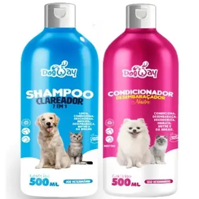 Foto do anúncio: Kit Shampoo Branqueador + Condicionador Desembaraçador de Pelagem Cães