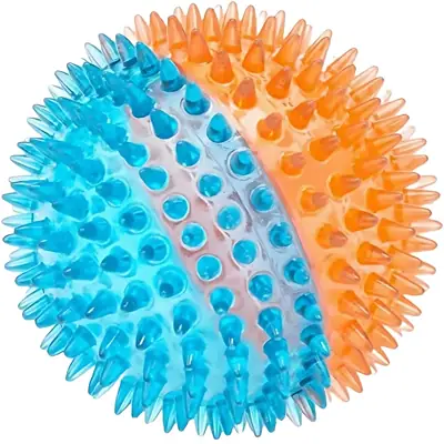 Foto do anúncio: Brinquedo Bolinha Grande Interativa Resistente com Apito para Cães - Jambo Pet Cor Azul e Laranja