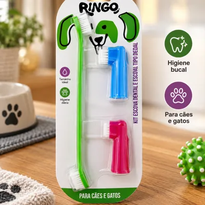 Foto do anúncio: Kit De 3 Escova De Dentes Para Pets Cães Cachorro Gatos Dedal CORES VARIADAS