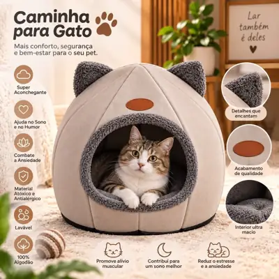 Foto do anúncio: Caminha Pet Toca Iglu Luxo 2 em 1 Pet Cachorro Gato Confortável