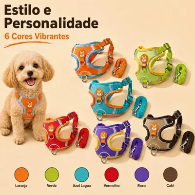 Foto do anúncio: Coleira Peitoral Cachorro E Gato, Conjunto De Guia + Coleira Tipo