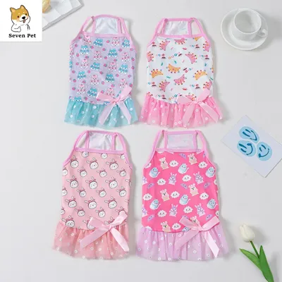 Foto do anúncio: Vestido De Cachorro Sevenpet Suspender Dog Dress for Shih Tzu Fêmea Saia De Gato De Malha Roupa De Verão