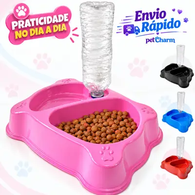 Foto do anúncio: Comedouro Com Bebedouro Automático Cachorro Gato Pote